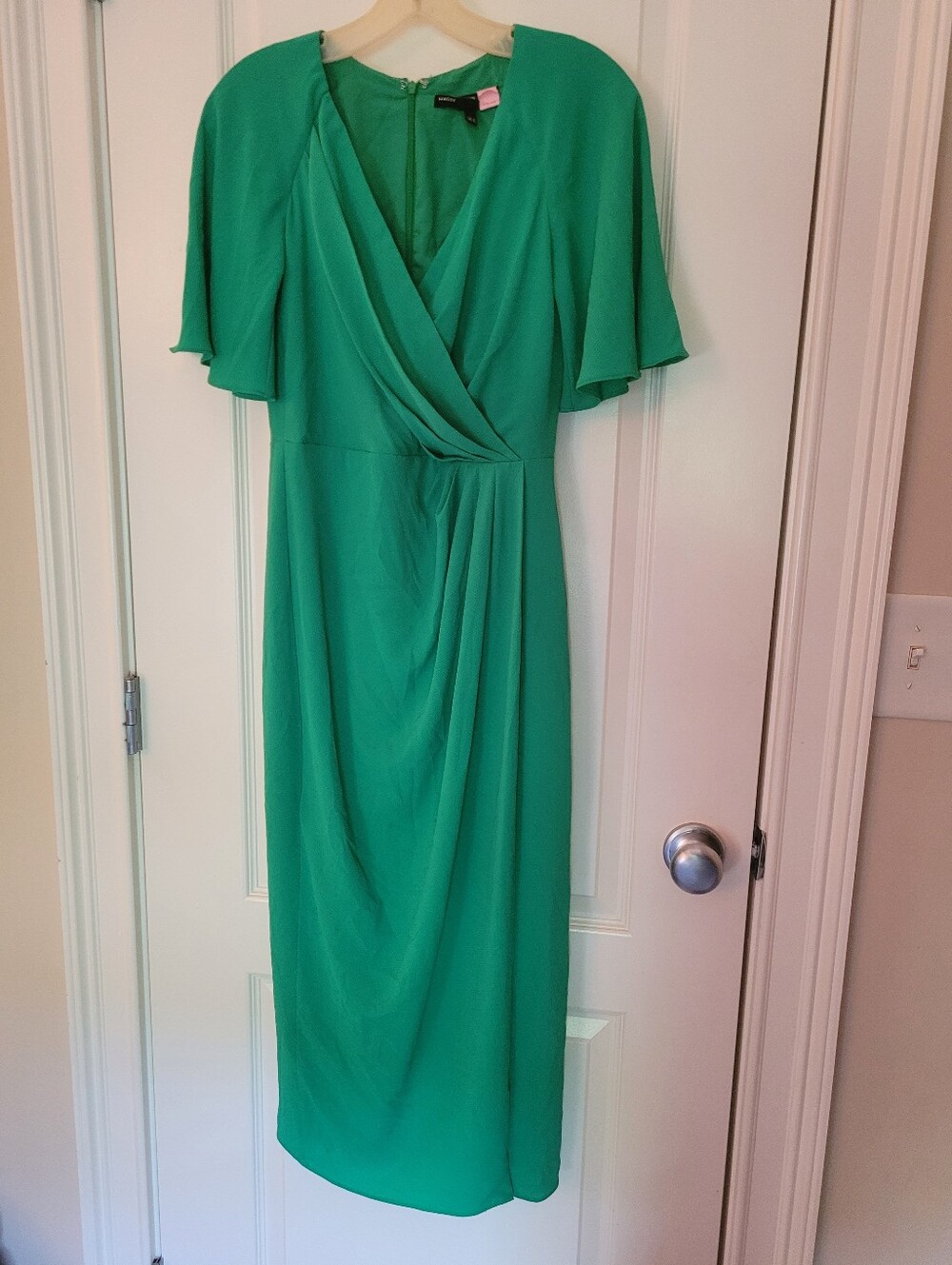 Maggy London Emerald Green Wrap Midi Dress